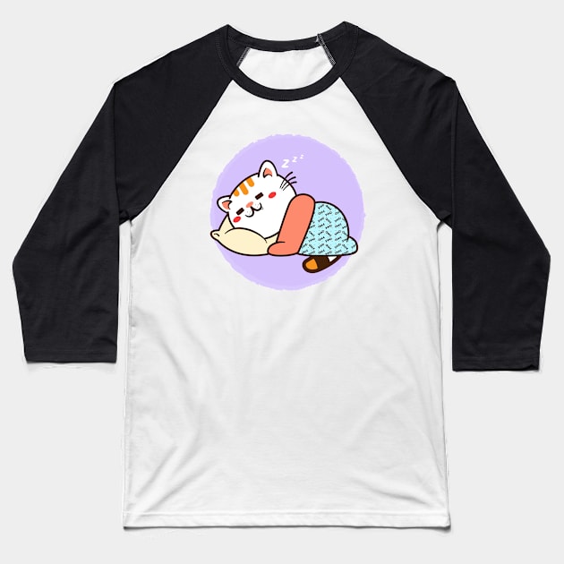 sleepy cat Baseball T-Shirt by Freecheese